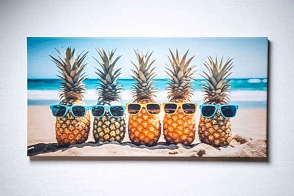 soni PICTURE Akustikbild mit bespanntem Motiv mit Ananas am Strand und Sonnenbrille