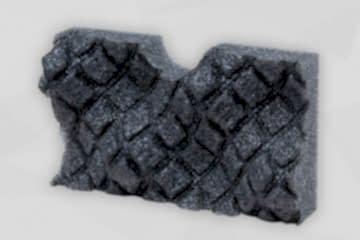 Dunkelgraue Noppenschaumstoff mit geprägter Oberfäche in einem Rautenmuster